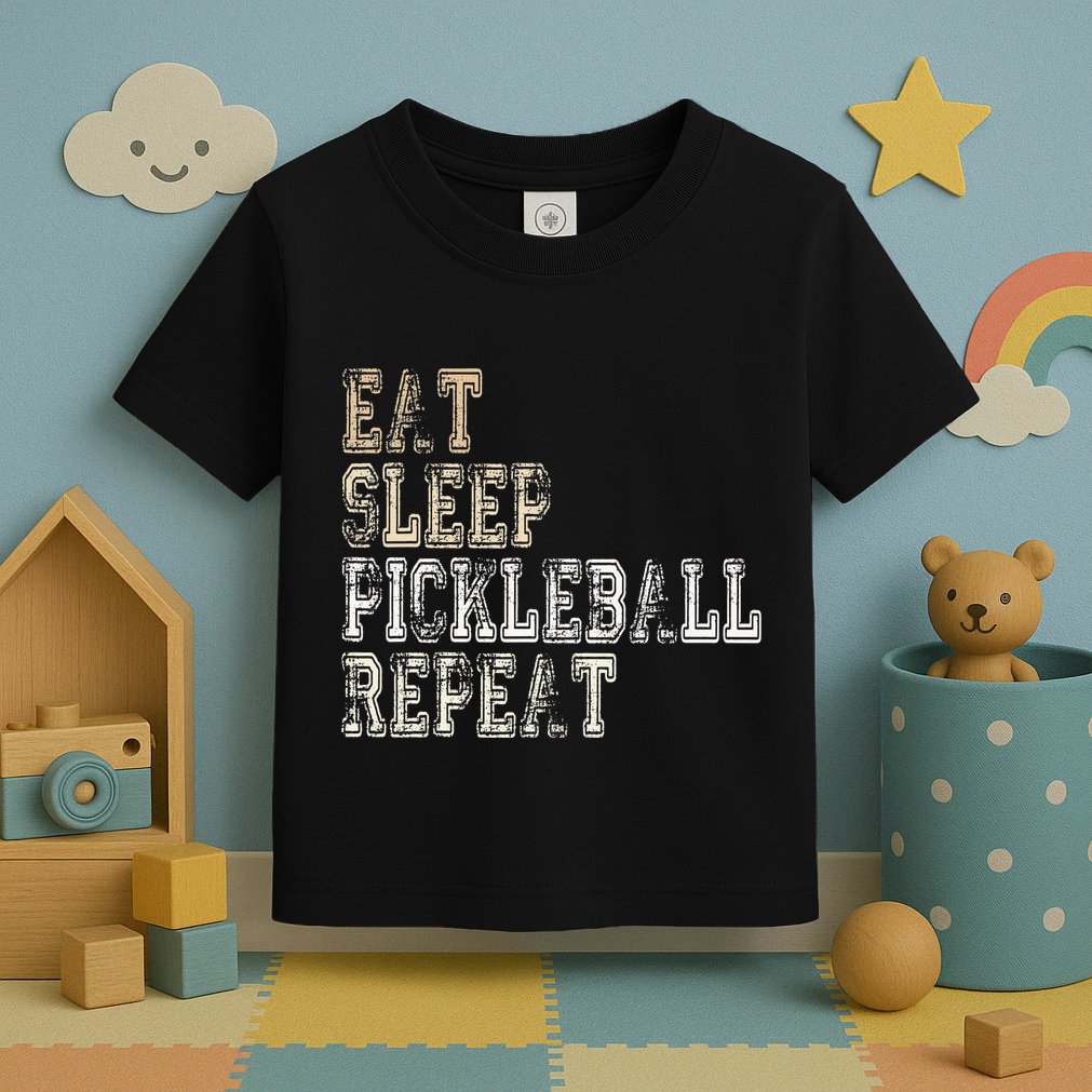 Eat Sleep Pickleball Repeat Saying Pickleball Player Toddler T-Shirt