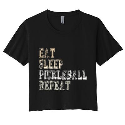 Eat Sleep Pickleball Repeat Saying Pickleball Player Crop Top