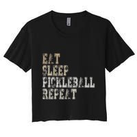 Eat Sleep Pickleball Repeat Saying Pickleball Player Women's Crop Top Tee