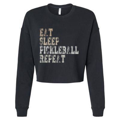 Eat Sleep Pickleball Repeat Saying Pickleball Player Cropped Pullover Crew