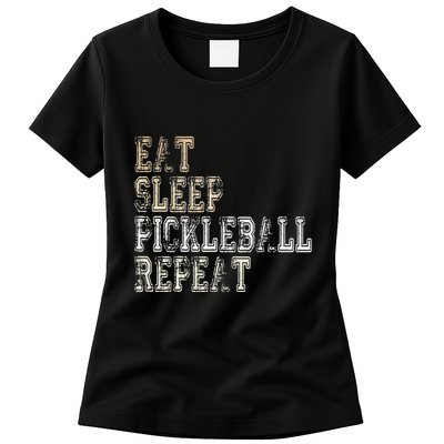 Eat Sleep Pickleball Repeat Saying Pickleball Player Womens T-Shirt