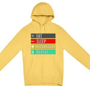 Eat Sleep Pickleball Repeat Funny Pickle Ball Premium Pullover Hoodie