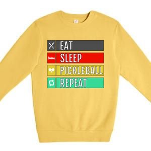 Eat Sleep Pickleball Repeat Funny Pickle Ball Premium Crewneck Sweatshirt