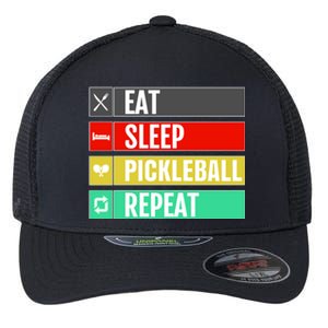 Eat Sleep Pickleball Repeat Funny Pickle Ball Flexfit Unipanel Trucker Cap