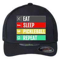 Eat Sleep Pickleball Repeat Funny Pickle Ball Flexfit Unipanel Trucker Cap