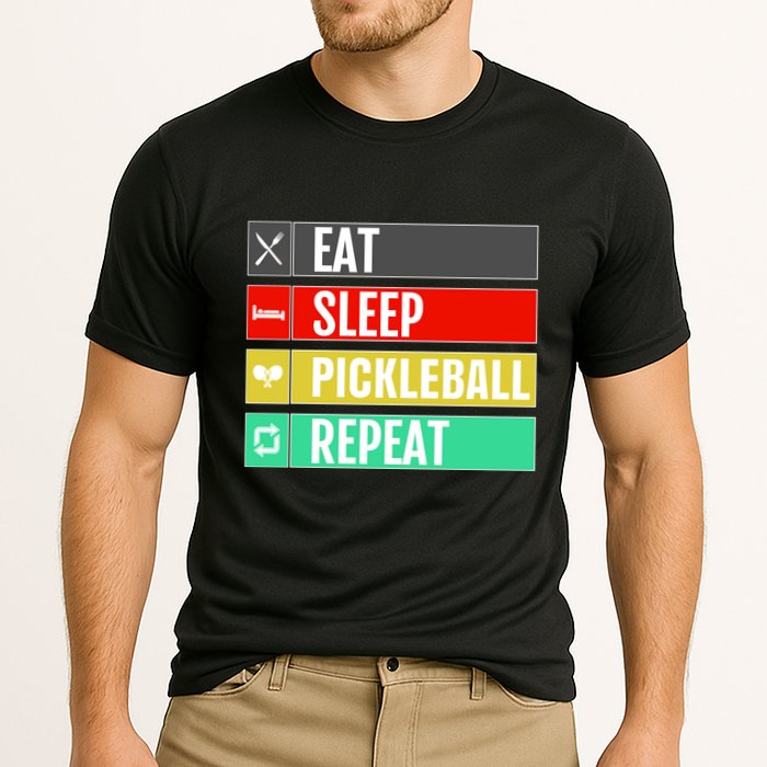 Eat Sleep Pickleball Repeat Funny Pickle Ball Cooling Performance Crew T-Shirt