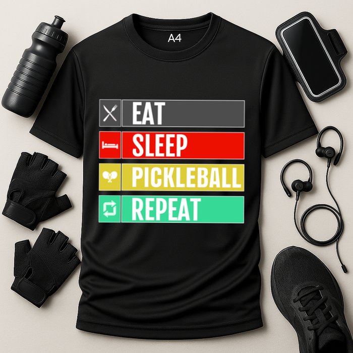 Eat Sleep Pickleball Repeat Funny Pickle Ball Cooling Performance Crew T-Shirt