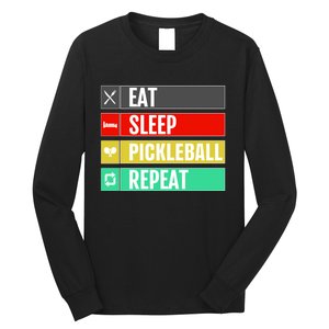 Eat Sleep Pickleball Repeat Funny Pickle Ball Long Sleeve Shirt