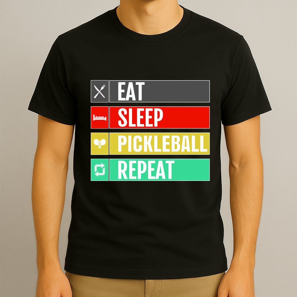 Eat Sleep Pickleball Repeat Funny Pickle Ball T-Shirt