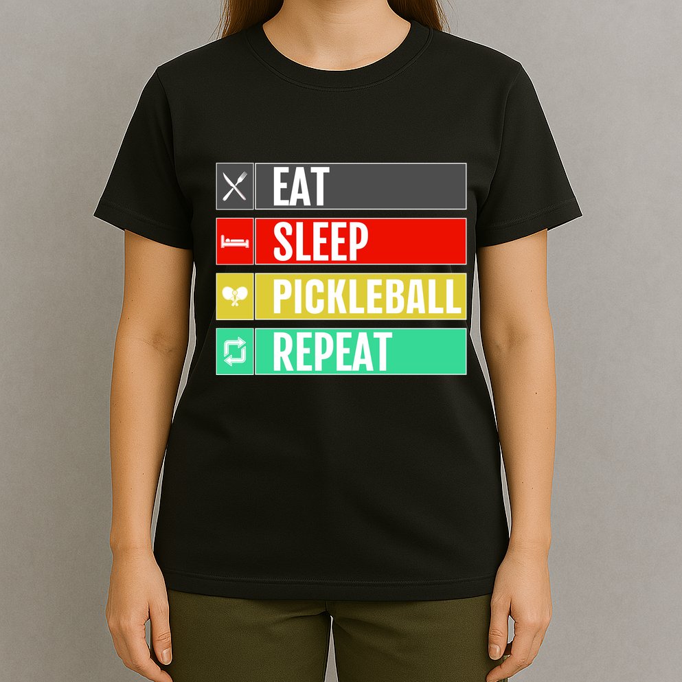 Eat Sleep Pickleball Repeat Funny Pickle Ball T-Shirt