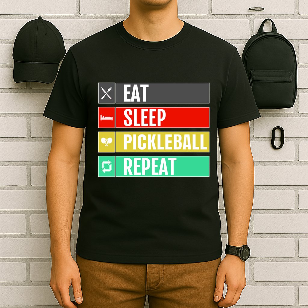 Eat Sleep Pickleball Repeat Funny Pickle Ball T-Shirt