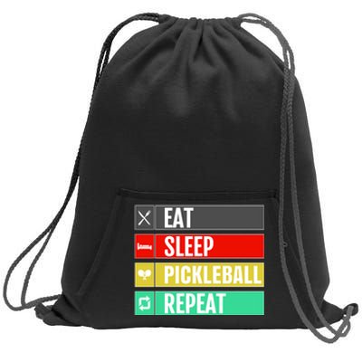 Eat Sleep Pickleball Repeat Funny Pickle Ball Sweatshirt Cinch Pack Bag