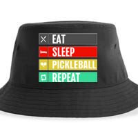 Eat Sleep Pickleball Repeat Funny Pickle Ball Sustainable Bucket Hat