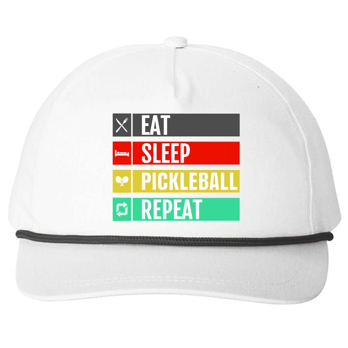 Eat Sleep Pickleball Repeat Funny Pickle Ball Snapback Five-Panel Rope Hat