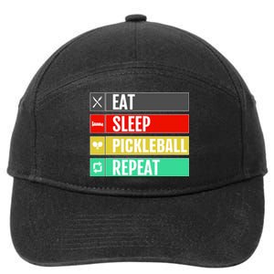 Eat Sleep Pickleball Repeat Funny Pickle Ball 7-Panel Snapback Hat