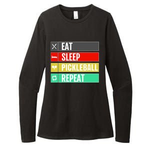 Eat Sleep Pickleball Repeat Funny Pickle Ball Womens CVC Long Sleeve Shirt