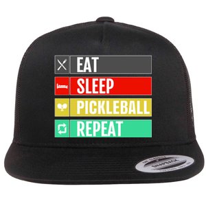 Eat Sleep Pickleball Repeat Funny Pickle Ball Flat Bill Trucker Hat