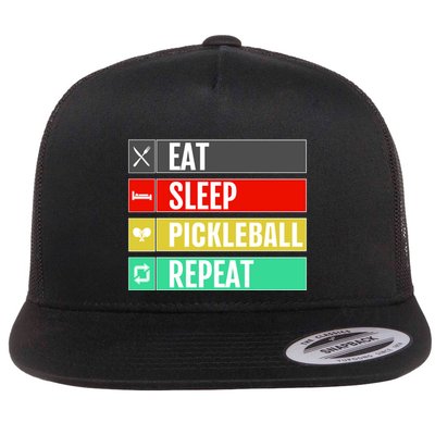 Eat Sleep Pickleball Repeat Funny Pickle Ball Flatbill Hat