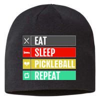 Eat Sleep Pickleball Repeat Funny Pickle Ball Sustainable Beanie