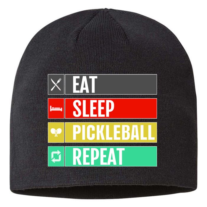 Eat Sleep Pickleball Repeat Funny Pickle Ball Sustainable Beanie