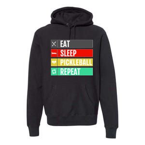 Eat Sleep Pickleball Repeat Funny Pickle Ball Premium Hoodie