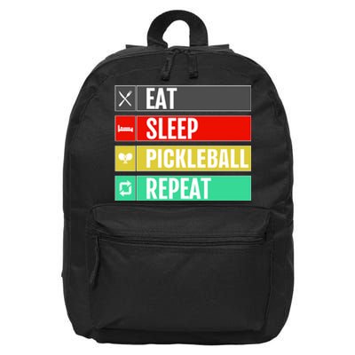 Eat Sleep Pickleball Repeat Funny Pickle Ball 16 in Basic Backpack