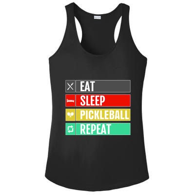 Eat Sleep Pickleball Repeat Funny Pickle Ball Ladies PosiCharge Competitor Racerback Tank