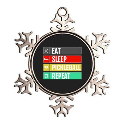 Eat Sleep Pickleball Repeat Funny Pickle Ball Metallic Star Ornament