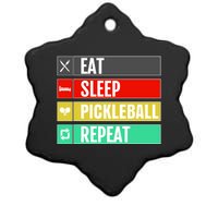 Eat Sleep Pickleball Repeat Funny Pickle Ball Ceramic Star Ornament