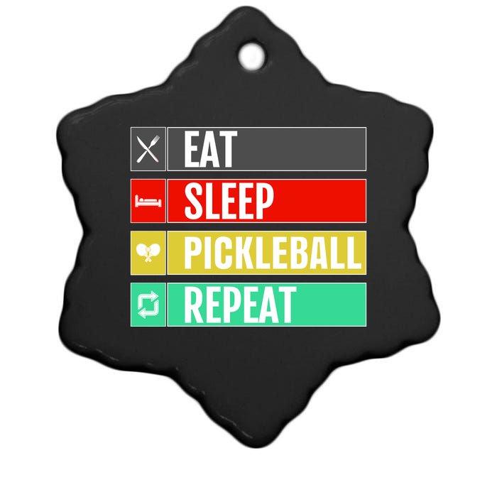 Eat Sleep Pickleball Repeat Funny Pickle Ball Ceramic Star Ornament