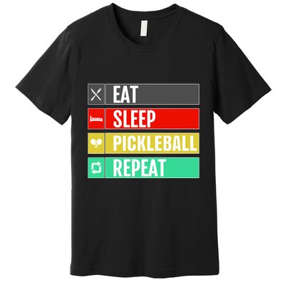 Eat Sleep Pickleball Repeat Funny Pickle Ball Premium T-Shirt