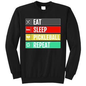 Eat Sleep Pickleball Repeat Funny Pickle Ball Tall Sweatshirt