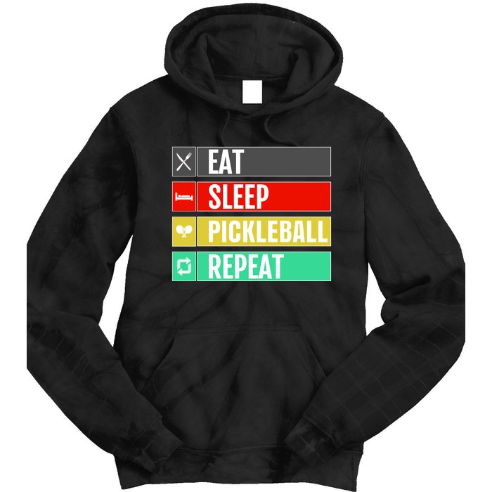 Eat Sleep Pickleball Repeat Funny Pickle Ball Tie Dye Hoodie