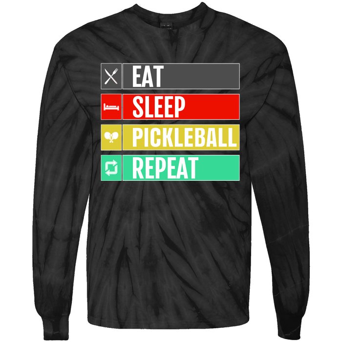 Eat Sleep Pickleball Repeat Funny Pickle Ball Tie-Dye Long Sleeve Shirt