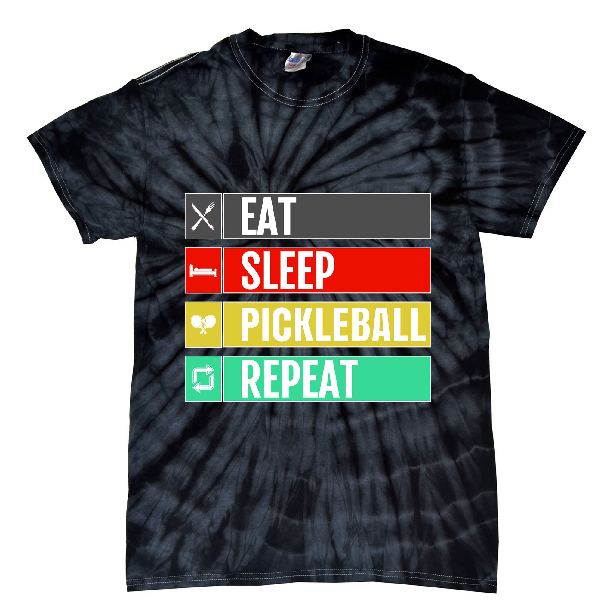 Eat Sleep Pickleball Repeat Funny Pickle Ball Tie-Dye T-Shirt