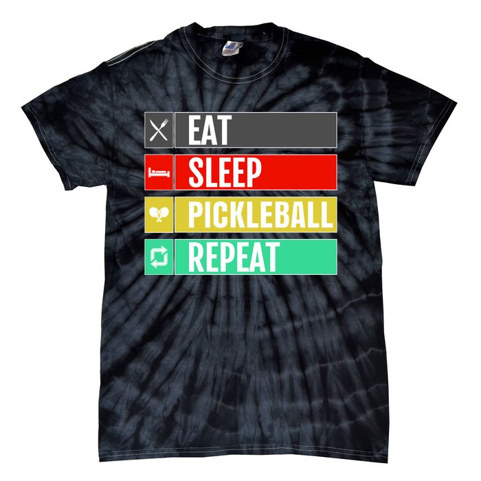 Eat Sleep Pickleball Repeat Funny Pickle Ball Tie-Dye T-Shirt