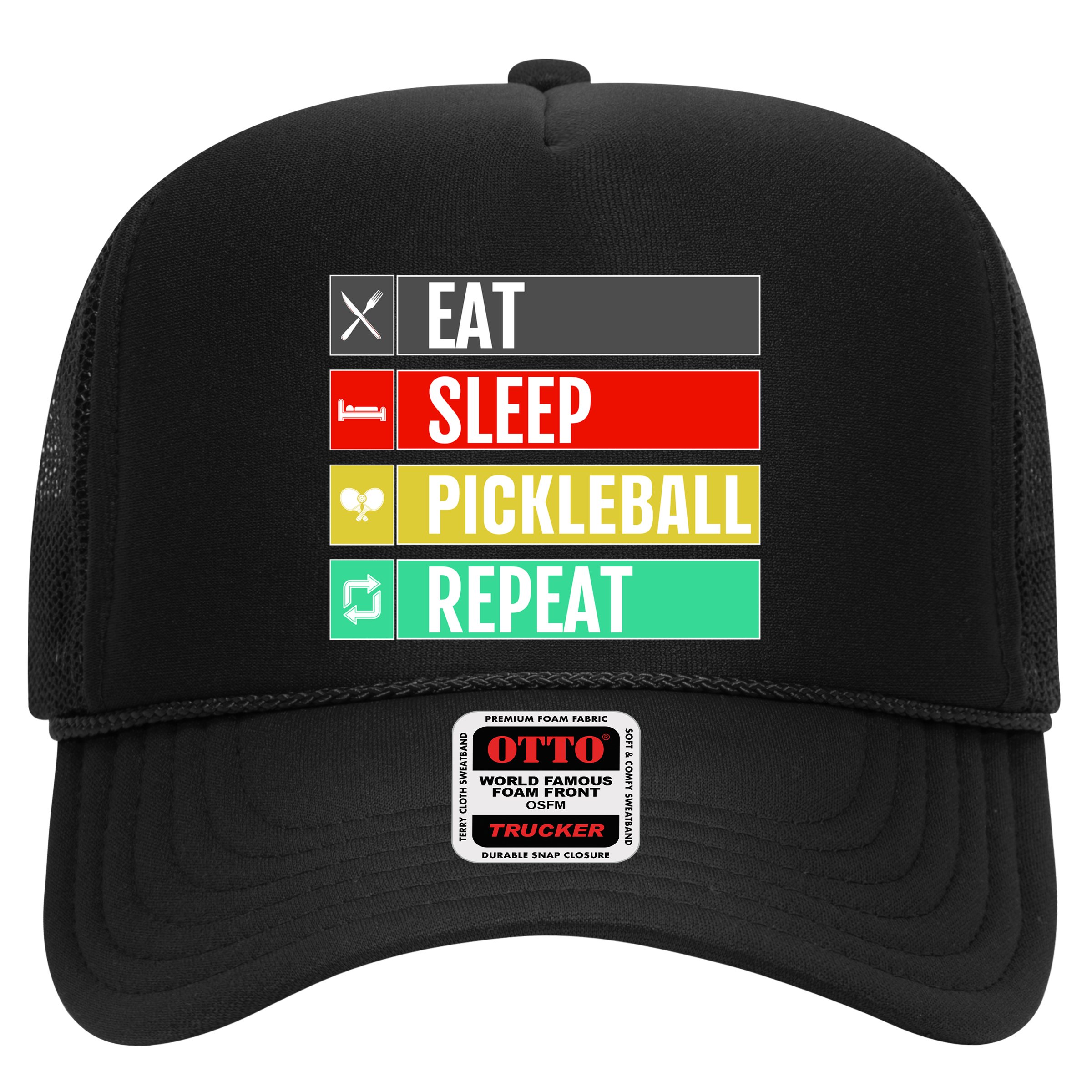 Eat Sleep Pickleball Repeat Funny Pickle Ball Hat