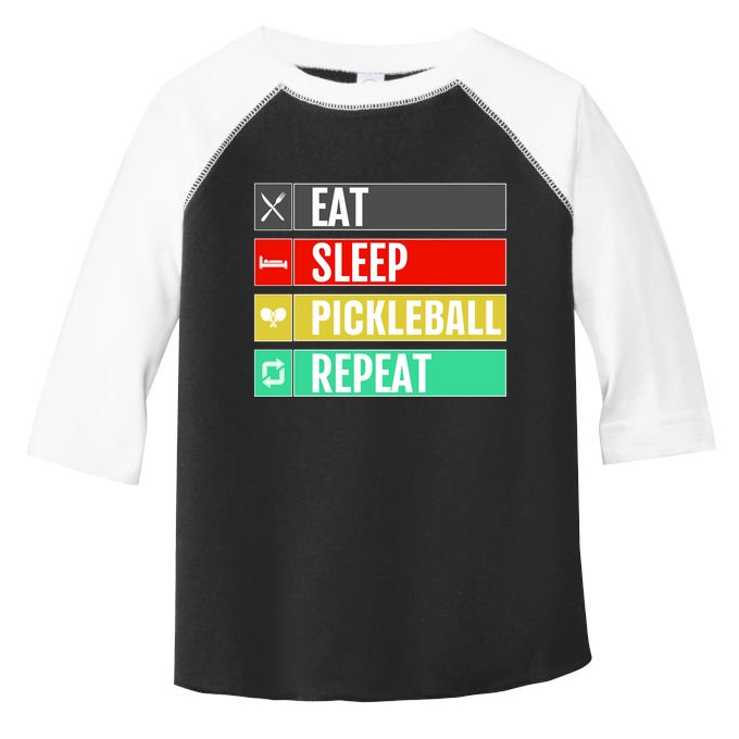 Eat Sleep Pickleball Repeat Funny Pickle Ball Toddler Fine Jersey T-Shirt