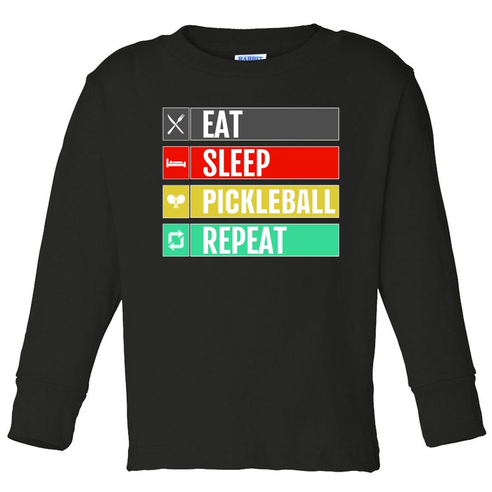 Eat Sleep Pickleball Repeat Funny Pickle Ball Toddler Long Sleeve Shirt