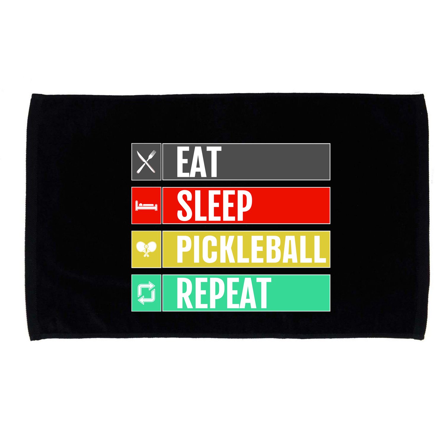 Eat Sleep Pickleball Repeat Funny Pickle Ball Microfiber Hand Towel