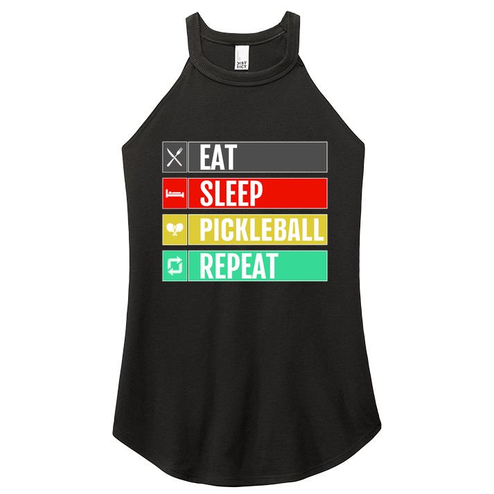 Eat Sleep Pickleball Repeat Funny Pickle Ball Women's Perfect Tri Rocker Tank