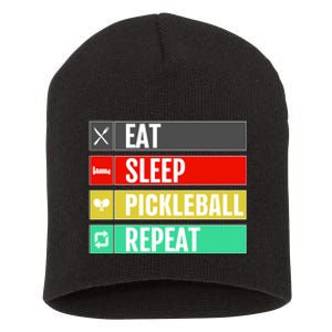 Eat Sleep Pickleball Repeat Funny Pickle Ball Short Acrylic Beanie