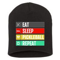 Eat Sleep Pickleball Repeat Funny Pickle Ball Short Acrylic Beanie