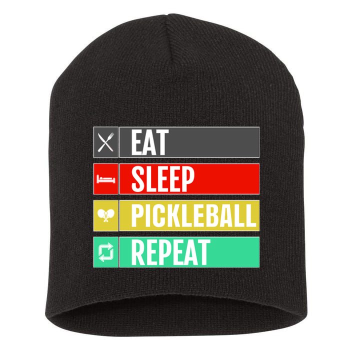 Eat Sleep Pickleball Repeat Funny Pickle Ball Short Acrylic Beanie