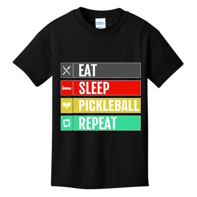 Eat Sleep Pickleball Repeat Funny Pickle Ball Kids T-Shirt