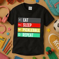 Eat Sleep Pickleball Repeat Funny Pickle Ball Kids T-Shirt