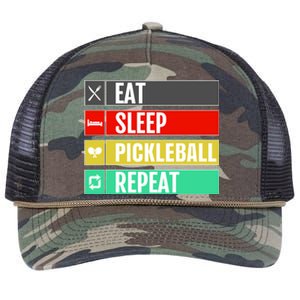 Eat Sleep Pickleball Repeat Funny Pickle Ball Retro Rope Trucker Hat Cap