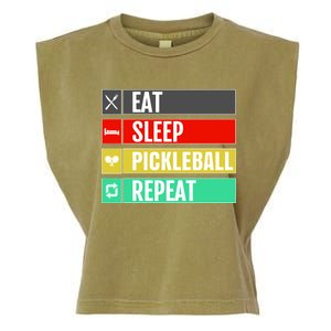 Eat Sleep Pickleball Repeat Funny Pickle Ball Garment-Dyed Women's Muscle Tee