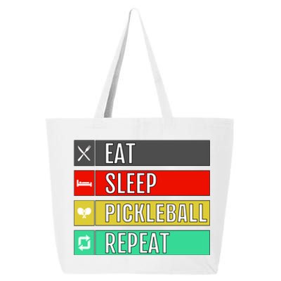 Eat Sleep Pickleball Repeat Funny Pickle Ball 25L Jumbo Tote