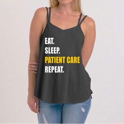 Eat Sleep Patient Care Repeat Pct Pca Patient Techs Work Gift Women's Strappy Tank